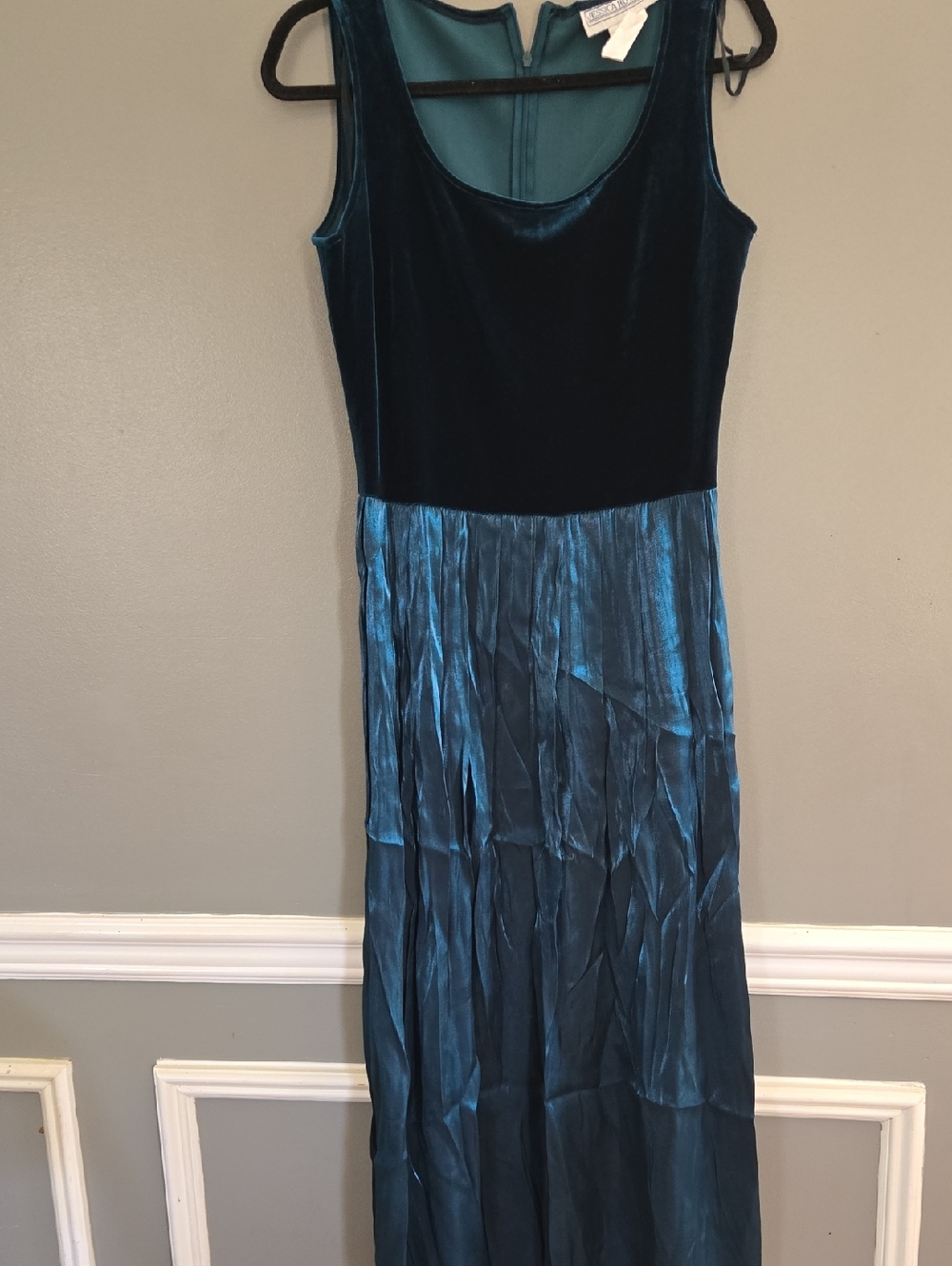 Jessica Howard Teal Velvet Bodice Satin Maxi Dress